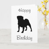 Pug Happy Birthday Kaart (Gele Bloem)