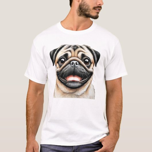 Pug Happy Face Dog T-shirt (Voorkant)