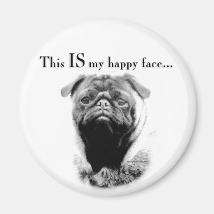 Pug Happy Face Magneet