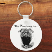 Pug Happy Face Sleutelhanger (Voorkant)