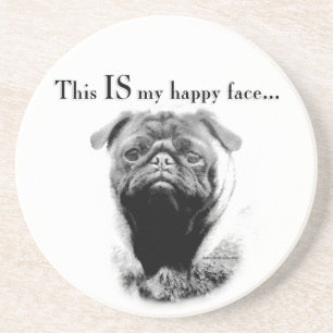 Pug Happy Face Zandsteen Onderzetter