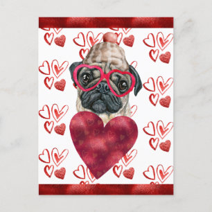 Pug Hartjes Hond Liefhebber Valentijns Cadeau Feestdagenkaart