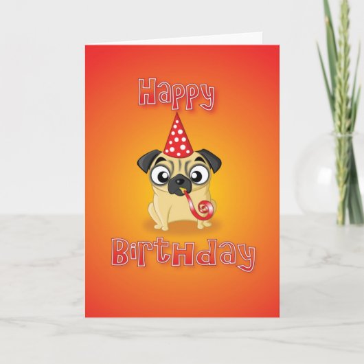 pug - hat&whistle - gelukkige verjaardag kaart (Voorkant)