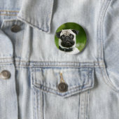 Pug headshot ronde button 5,7 cm (In situ)