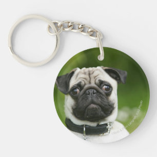 Pug headshot sleutelhanger
