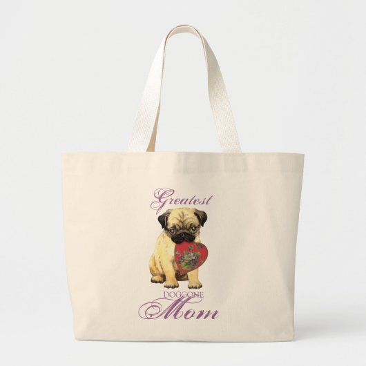 Pug Heart mama Grote Tote Bag (Voorkant)