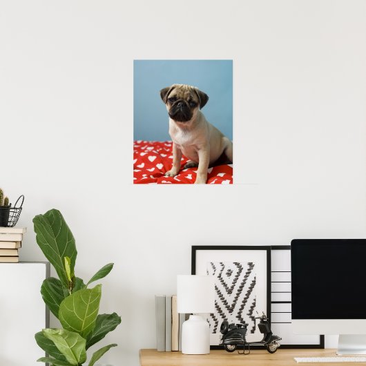 Pug Heart Puppy Poster (Thuiskantoor)