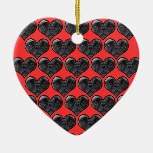 Pug Hearts Keramisch Ornament (Voorkant)