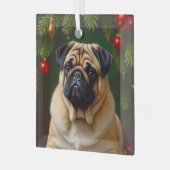 Pug Holiday Glas Ornament (Voorkant links)
