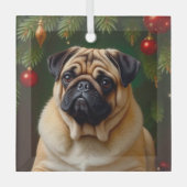 Pug Holiday Glas Ornament (Voorkant)