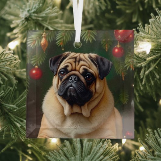 Pug Holiday Glas Ornament (Insitu)