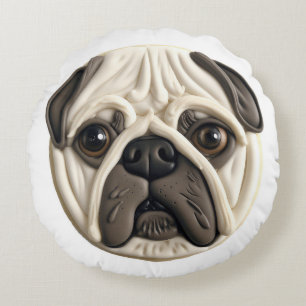 Pug Hond 3D Geïnspireerd  Rond Kussen