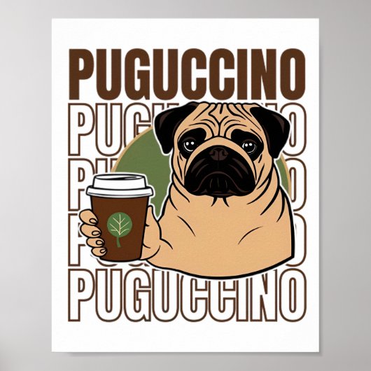 Pug hond cappuccino poster (Voorkant)