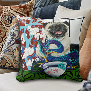 Pug Hond Chinese Draak Kussen