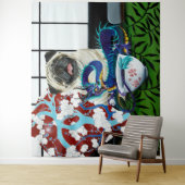 Pug Hond Chinese Draak Wandkleed (In situ)