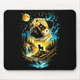 Pug hond die naar de maan huilt vintage grappige p muismat