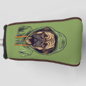 Pug Hond Dragen Groene Hoodie Putter Golfheadcover (Voorkant)