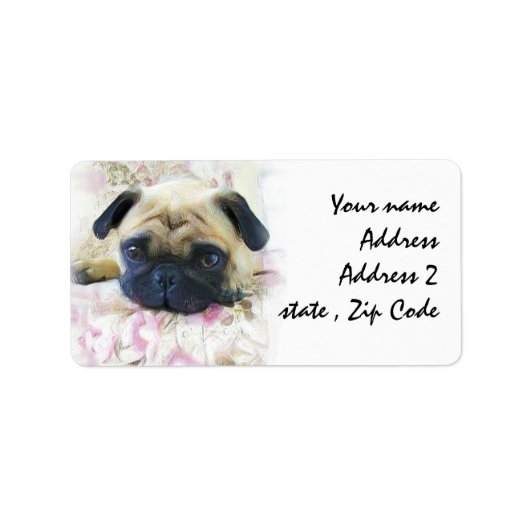 Pug hond etiket (Voorkant)