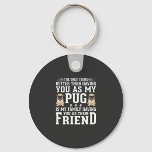 Pug Hond Familie Vriend Quote Sleutelhanger
