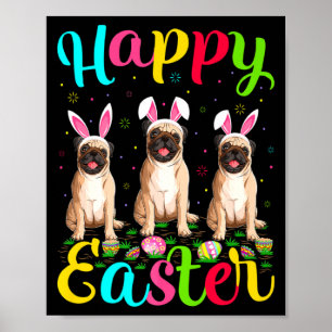 Pug Hond Fun Easter Ei Konijn Pug Gelukkig Pasen T Poster