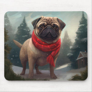 Pug Hond in Sneeuw Kerstmis Muismat