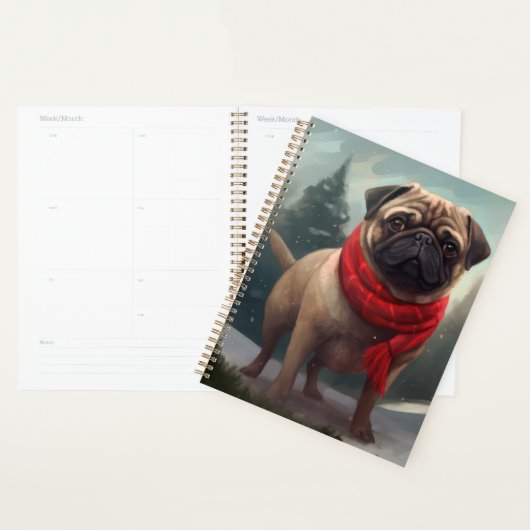 Pug Hond in Sneeuw Kerstmis Planner (Display)