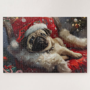 Pug Hond Kerst Festief Legpuzzel