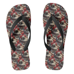 Pug Hond Kerst Festief Teenslippers