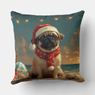 Pug Hond Kerstmis Vintage Strand Kussen