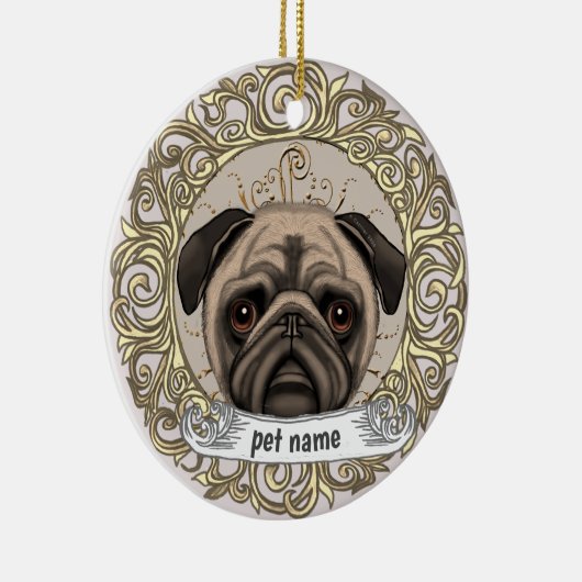Pug-hond liefdevolle herinnering ornament (Rechts)