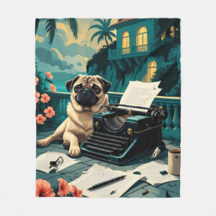 Pug Hond meneer vintage Fleece Deken