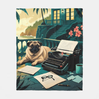 Pug Hond meneer vintage Fleece Deken