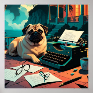 Pug Hond meneer vintage Poster