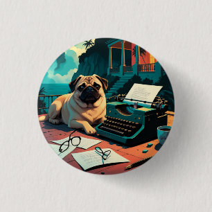Pug Hond meneer vintage Ronde Button 3,2 Cm
