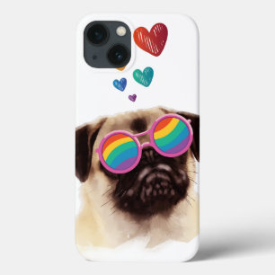 Pug-hond met harten Valentijnsdag iPhone 13 Hoesje
