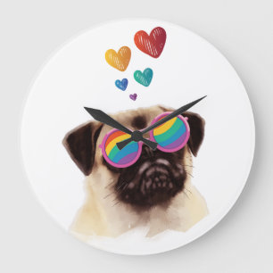Pug-hond met harten Valentijnsdag Grote Klok