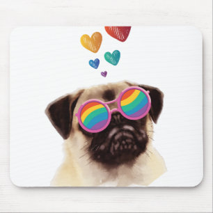 Pug-hond met harten Valentijnsdag Muismat