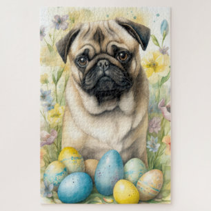 Pug Hond met Pasen Eieren Vakantie Legpuzzel