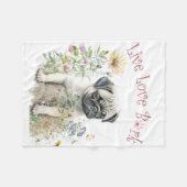 Pug-hond Moeder Bloem Fleece Deken (Voorkant (Horizontaal))