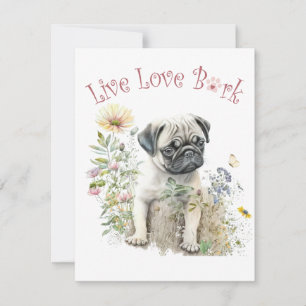 Pug Hond Moeder Bloemstuk Notitiekaartje