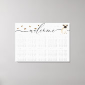 pug hond puppy Welkom Zittafel Nummers Canvas Afdruk (Voorkant)