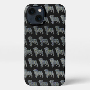 Pug Hond Schattig Silhouet Raster Zwart iPhone 13 Hoesje