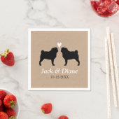 Pug Hond Silhouetten Trouwpaar Custom Servetten (Insitu)