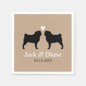 Pug Hond Silhouetten Trouwpaar Custom Servetten (Voorkant)