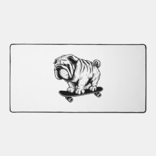 Pug-hond skateboarder street art tekening bureaumat
