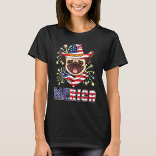 Pug Hond Vs Vlag Hoed Vuurwerk Merica 4 Juli D T-shirt