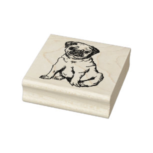 Pug hond, zwart & wit illustratie 	rubberstempel