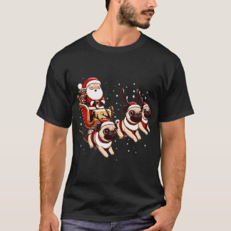 Pug honden trekken Santa slee T-shirt