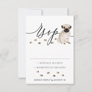 Pug-hondenbruiloft reactie RSVP kaartje