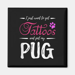 Pug Hondenliefhebber Tattoo Funny Dog Mom Gift Ide Magneet